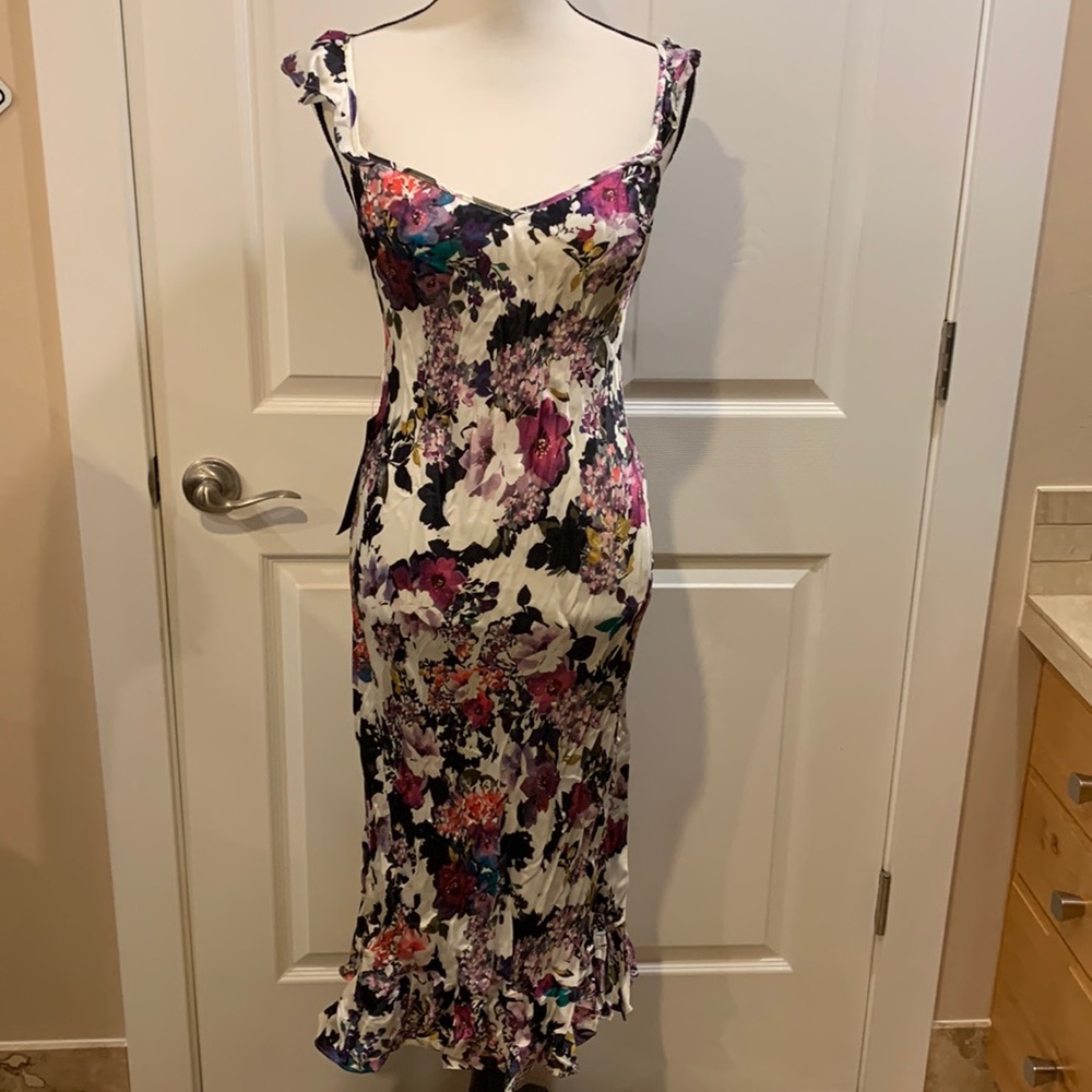 Open Back Ruffle Midi Dress